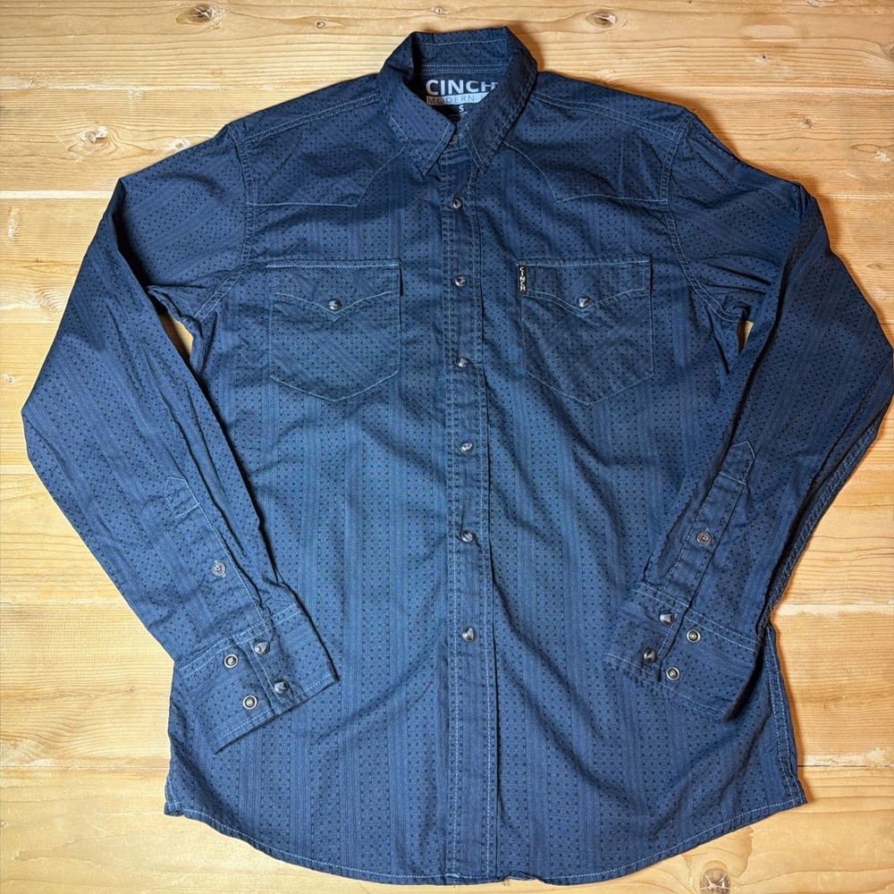 CINCH‎ Modern Fit Pearl Snap Long Sleeve Shirt Men's SMALL Western Cowboy